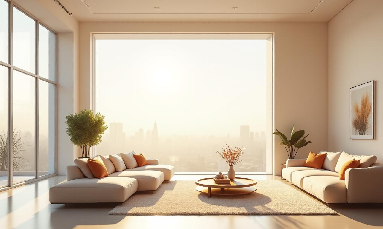 モダンに改装された明るいリビングルーム