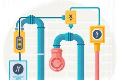 パイプと電気のシンボルのイラスト